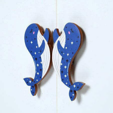 Handcrafted Acacia Wood Whale Handle Pair